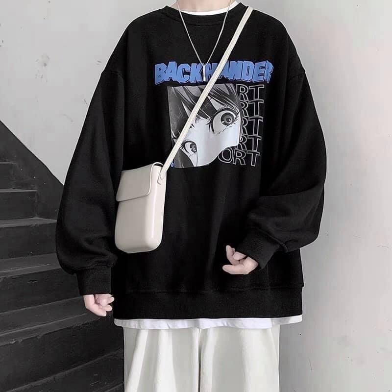 Áo thun dài tay form rộng hình Cô gái Backhander_Áo unisex dài tay thu đông basic, cá tính
