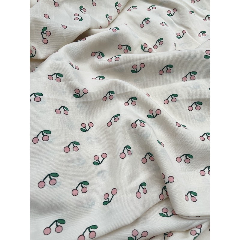 vải đũi mềm may scunshies hình quả chery 2021