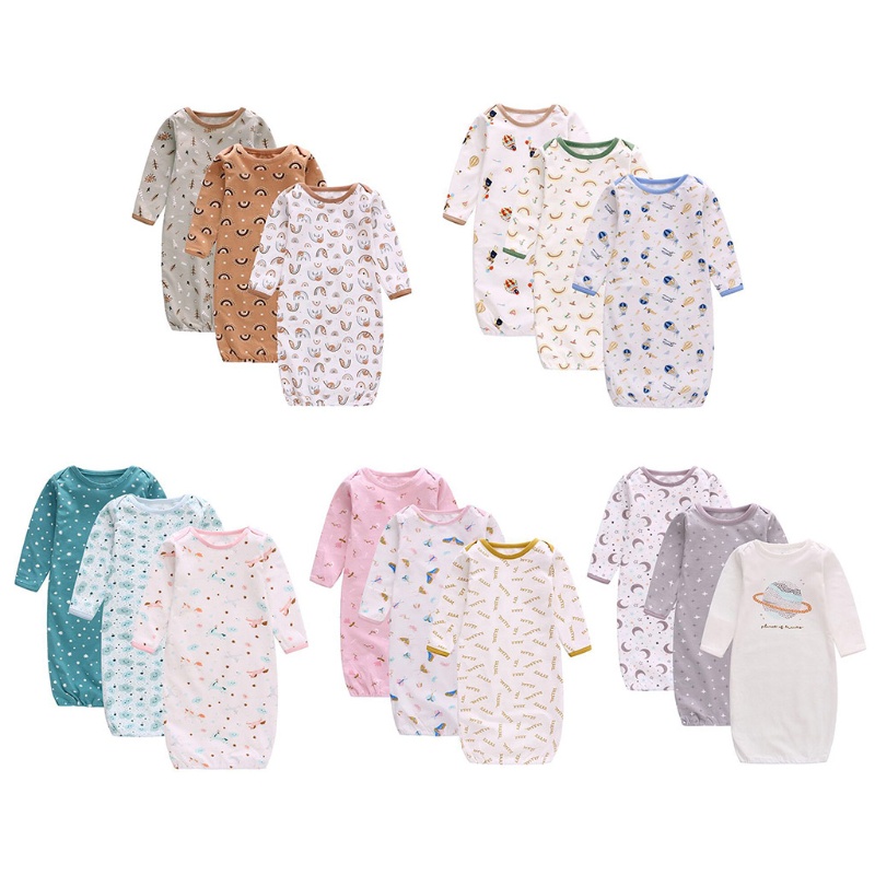 Bộ 3 Món Gồm Áo Liền Quần Bằng Cotton Dệt Kim Mềm Mại Kèm Túi Ngủ Cho Bé Sơ Sinh