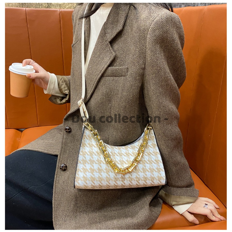 [NowShip2h] Túi Xách Đeo Chéo Thời Trang Thu Đông Phối Xích Họa Tiết HOUNDSTOOTH Sành Điệu - Mã XT031