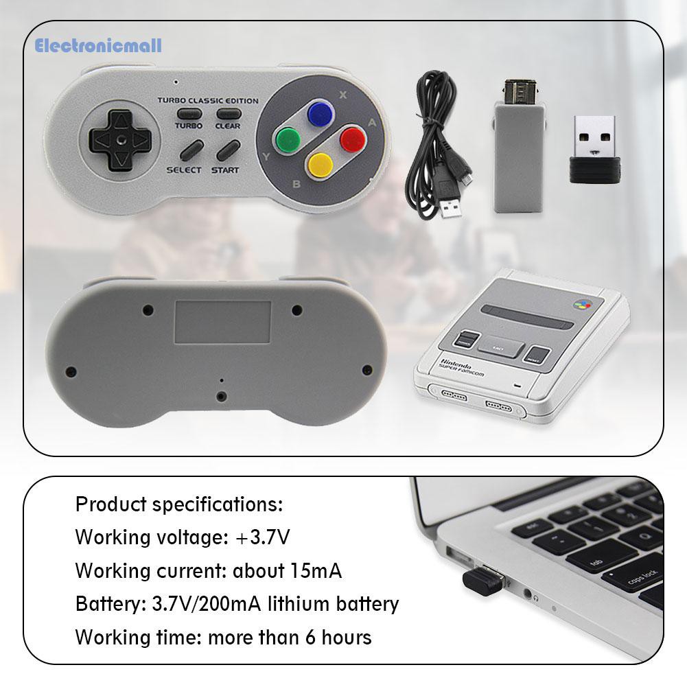 ElectronicMall01 2.4GHz Wireless Gamepad Controller TURBO Joystick for SNES Mini Classic 