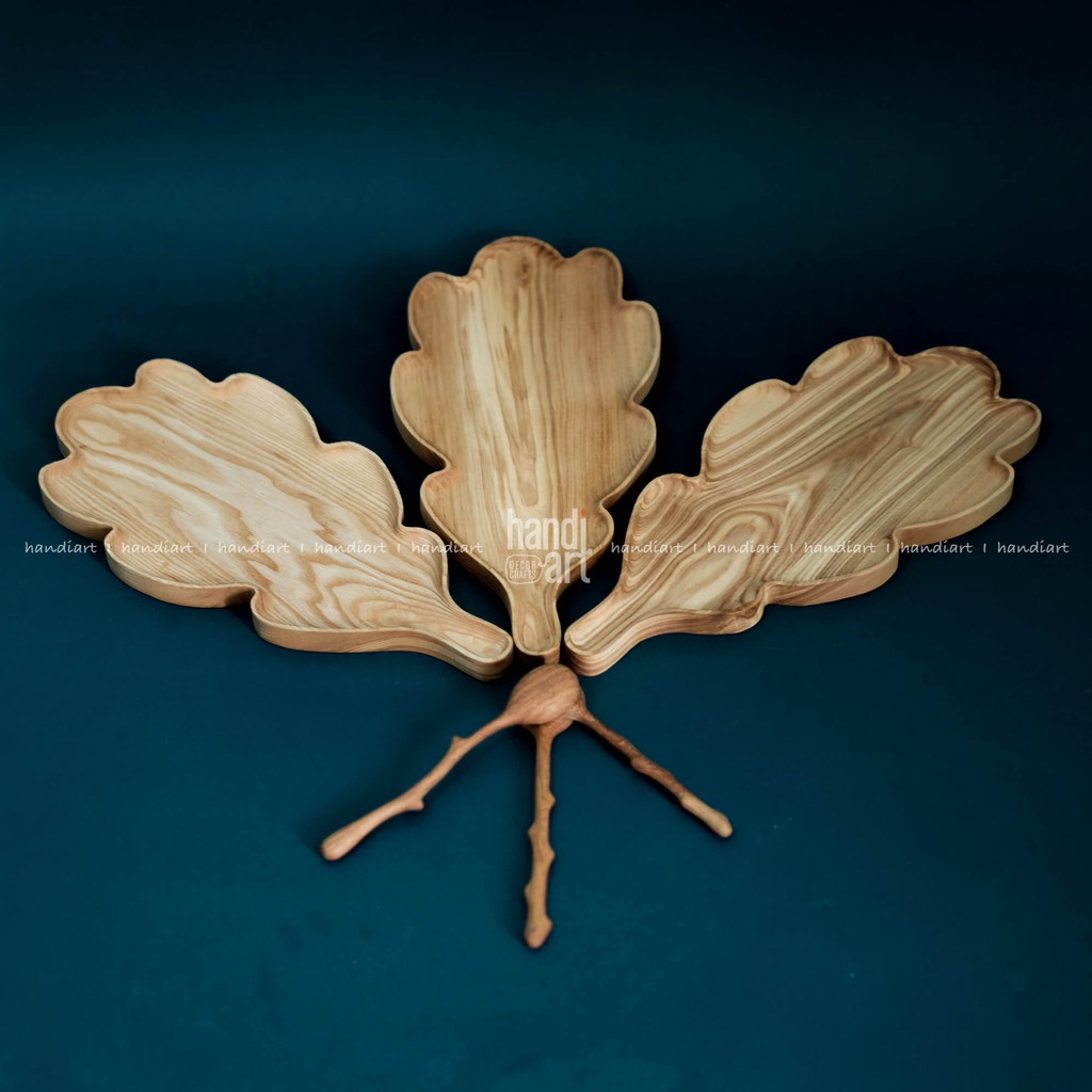 Khay gỗ lá cách điệu -  Wooden tray leaves (37*18cm)
