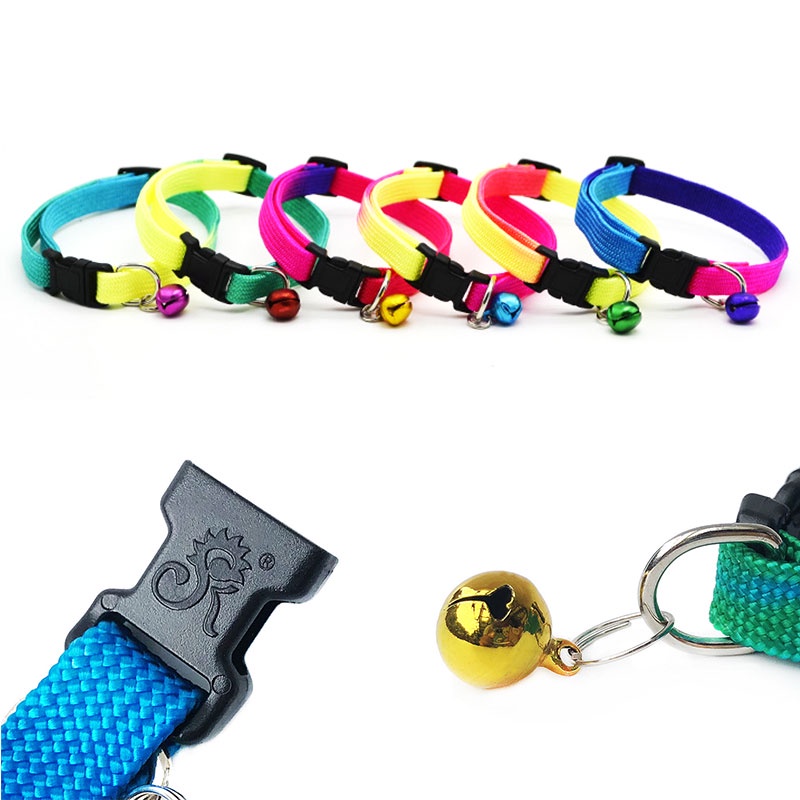 1PCS Random Color Rainbow Pet Bell Adjustable Suitable For Cats And Small Dogs