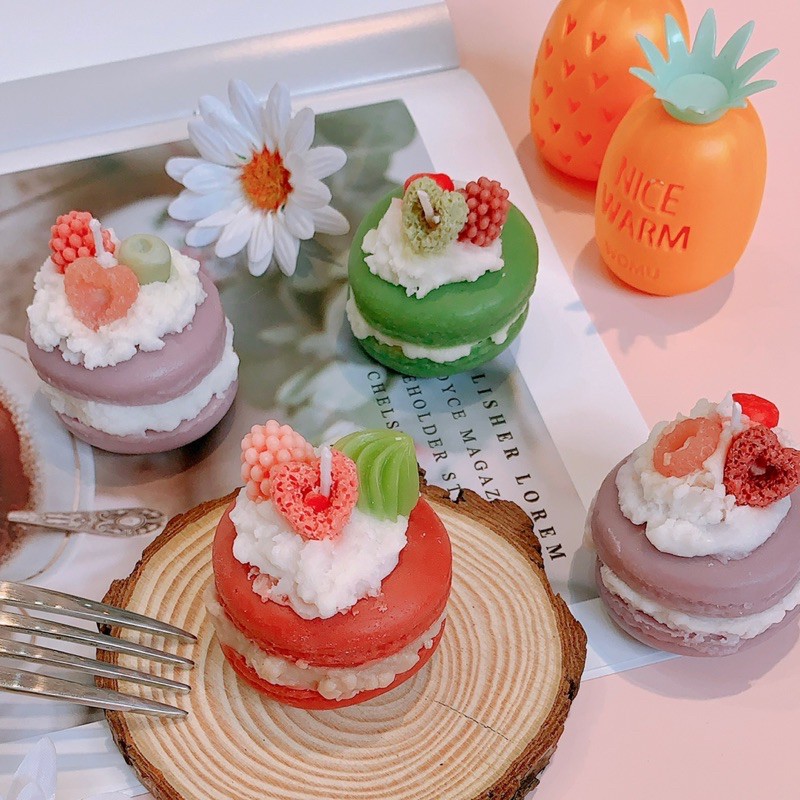 Set nến thơm hình bánh macaron (4 cái)