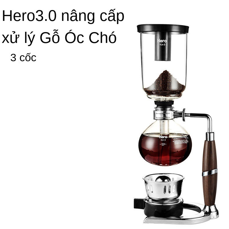 ✾♠Bình pha cà phê Hero Máy gia đình siphon thủy tinh xi phông bằng tay