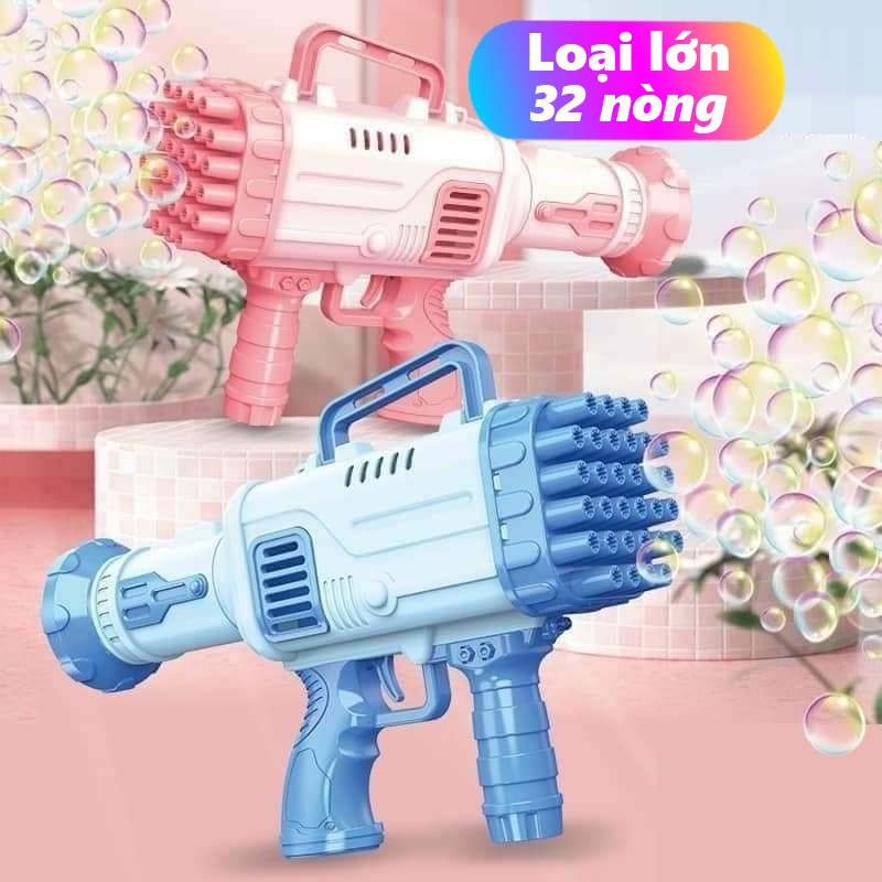 Đồ chơi súng bắn bong bóng 32 nòng cho bé, máy bắn bong bóng xà phòng cỡ lớn