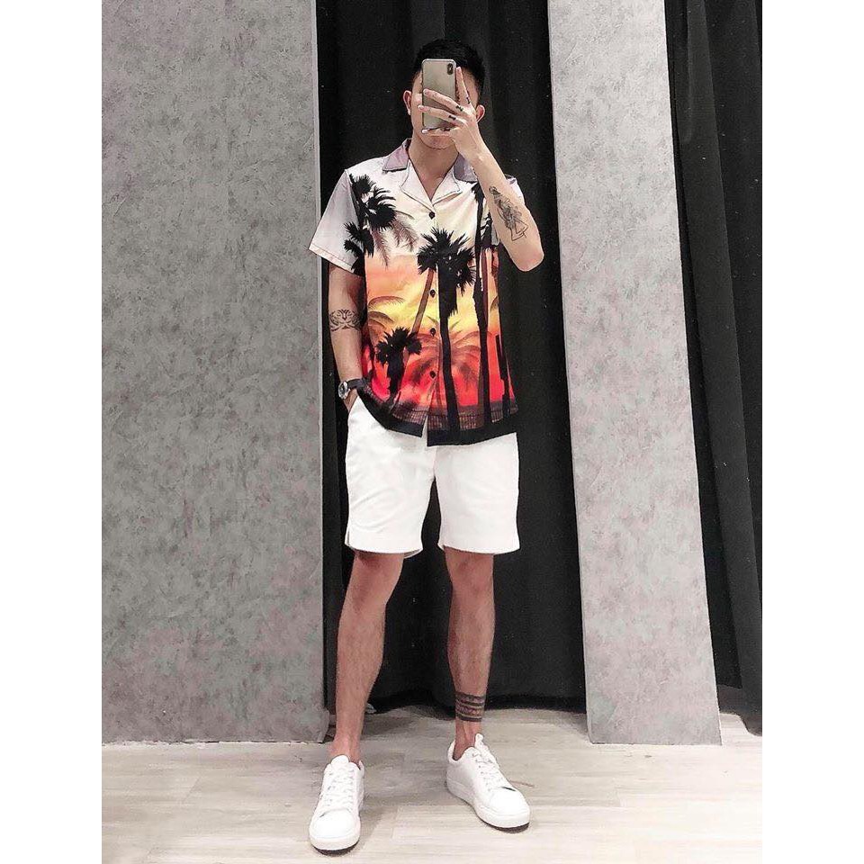 sơ mi nam họa tiết, cộc tay,  kiểu dáng hàn quốc ,vải lụa , mềm mịn,thoáng mát, không nhăn, không xù.đi biển | BigBuy360 - bigbuy360.vn