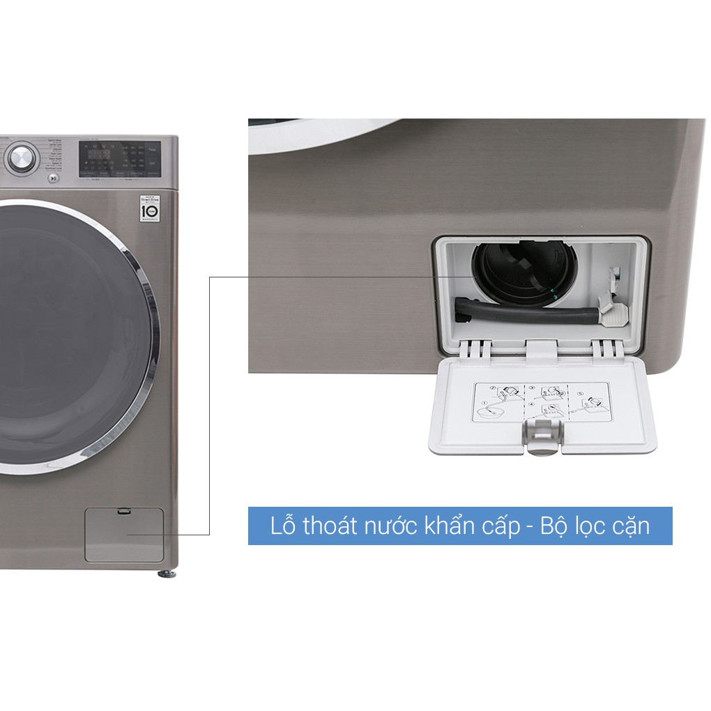 [ VẬN CHUYỂN MIỄN PHÍ KHU VỰC HÀ NỘI ] Máy giặt LG lồng ngang 9kg màu xám FC1409S2E