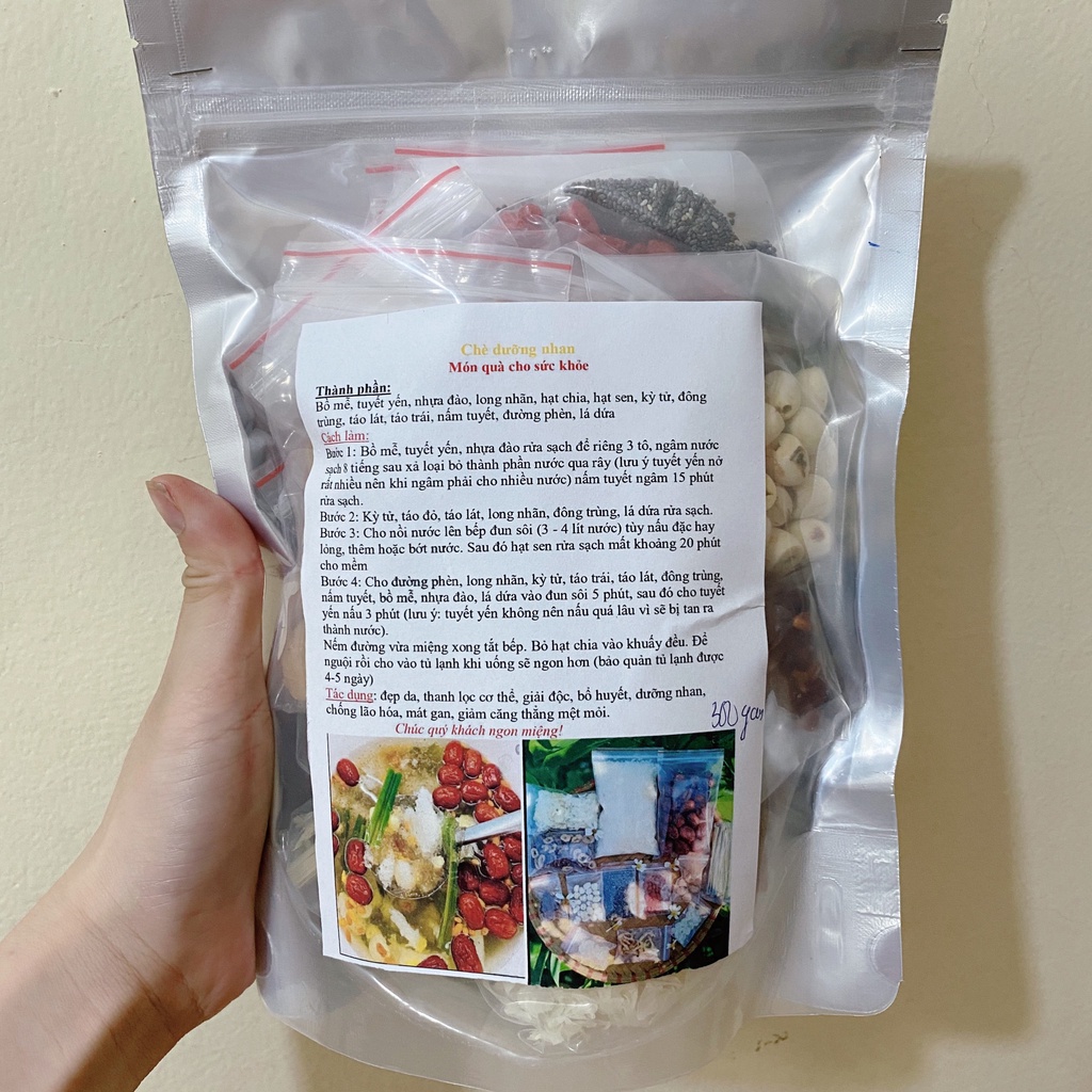 Set nguyên liệu nấu chè dưỡng nhan tuyết yến - Set chè dưỡng nhan 14 nguyên liệu nấu 30 chén bổ dưỡng, thanh mát ngày hè