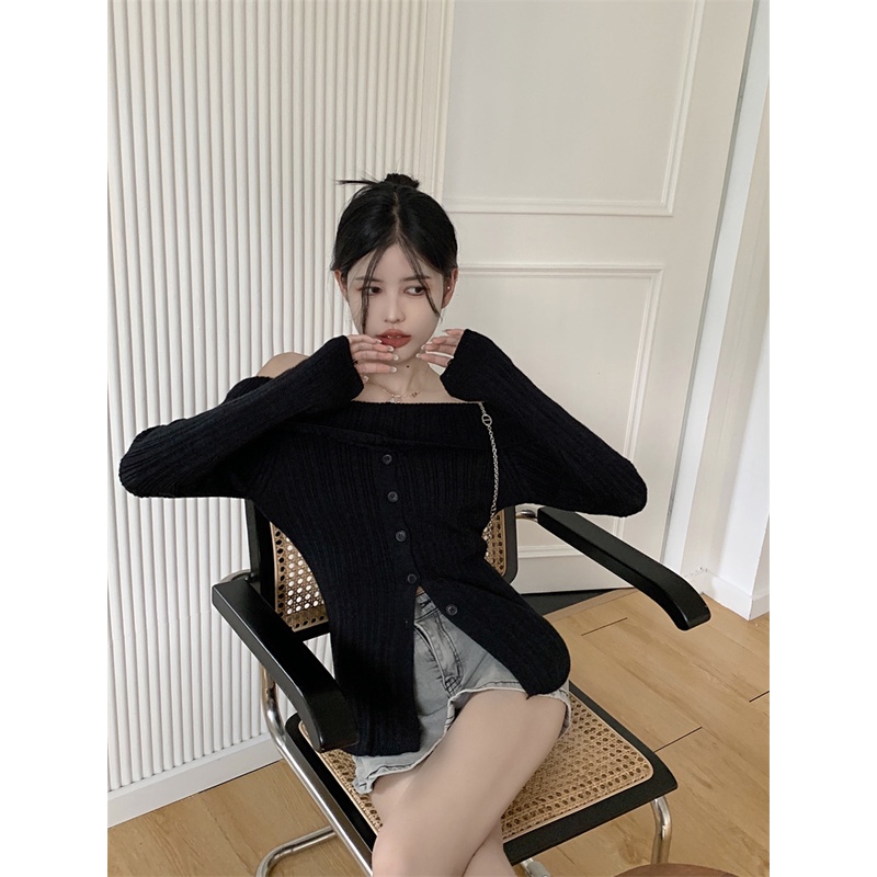 Áo sweater Dệt Kim Một Hàng Nút Mềm Mại Nhẹ Nhàng Và Lười glutinous