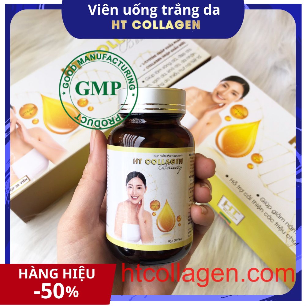 [HIỆU QUẢ SAU 1 THÁNG] Viên uống trắng da căng mịn da bổ sung Collagen HT Collagen