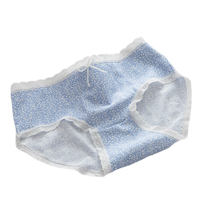 Set 6 quần lót cotton mỏng lưng cao vừa đính nơ màu xanh da trời cho nữ B5G1 | BigBuy360 - bigbuy360.vn