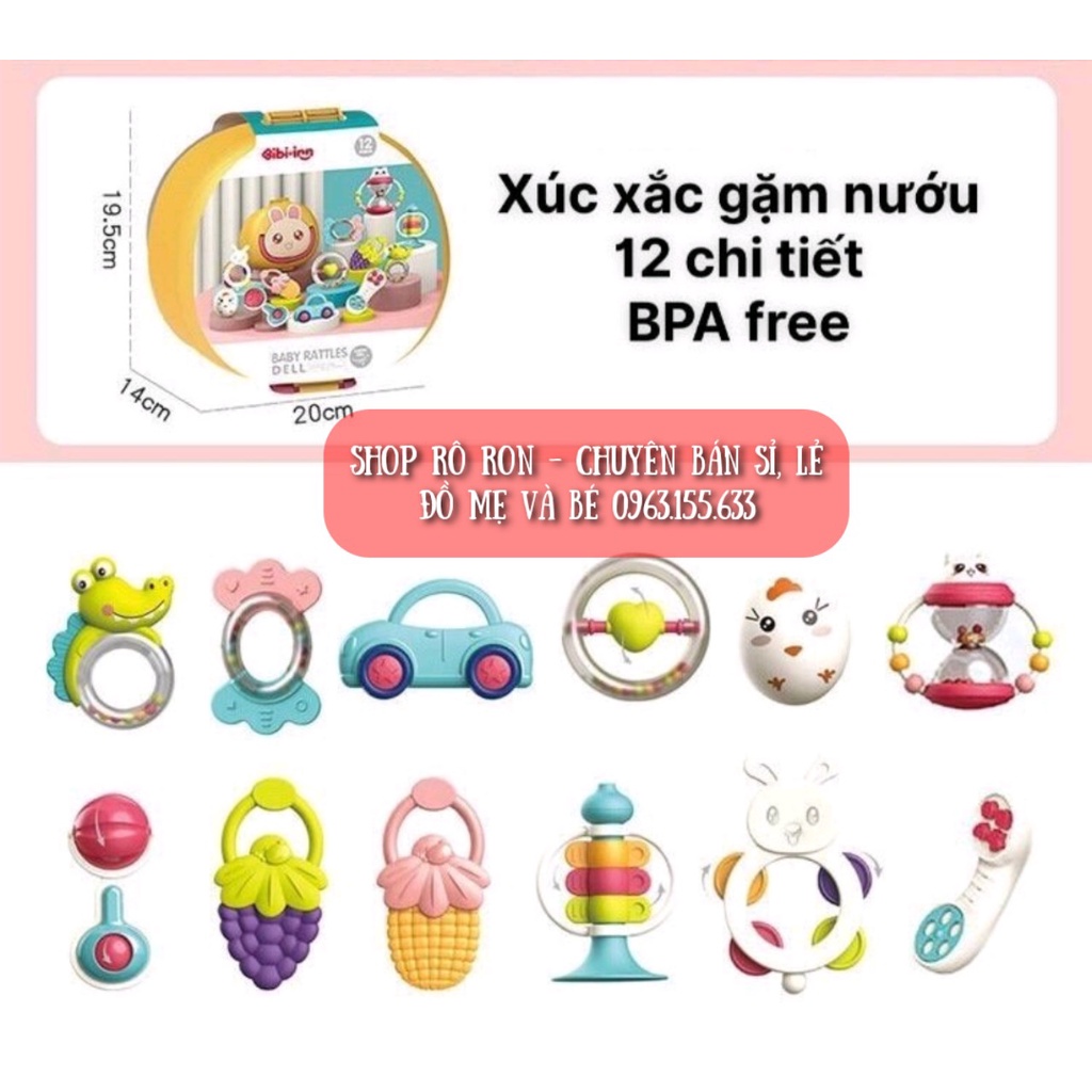 Bộ xúc xắc gặm nướu BIBI-IRN - Đồ chơi gặm nướu cao cấp 12 chi tiết cho bé - Shoproron