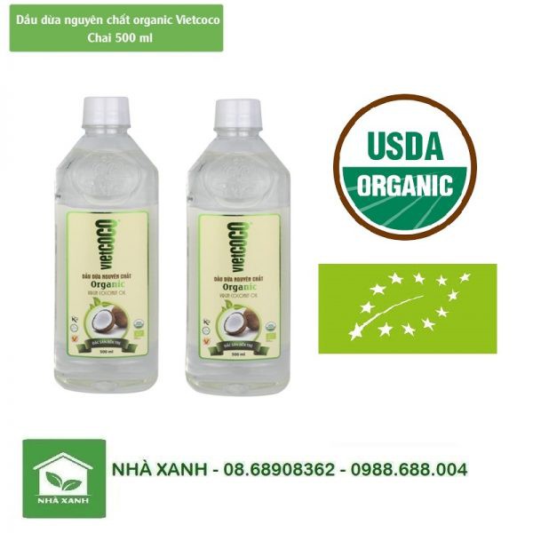 Dầu Dừa ép lạnh Organic 1lit - Vietcoco ( date 4-2022 )