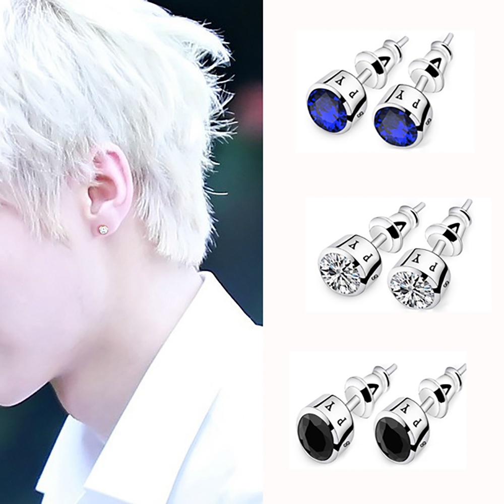 Đôi bông tai bằng đồng sáng bóng nhiều màu phong cách Hàn Quốc thiết kế tinh tế cho nam và nữ