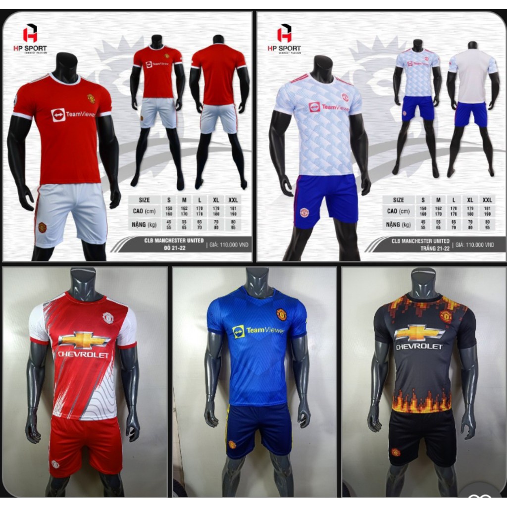 ÁO ĐÁ BÓNG CLB MU 2021 CÁC MẪU MỚI - BỘ QUẦN ÁO ĐÁ BÓNG CLB MU ĐẸP FULL MẪU
