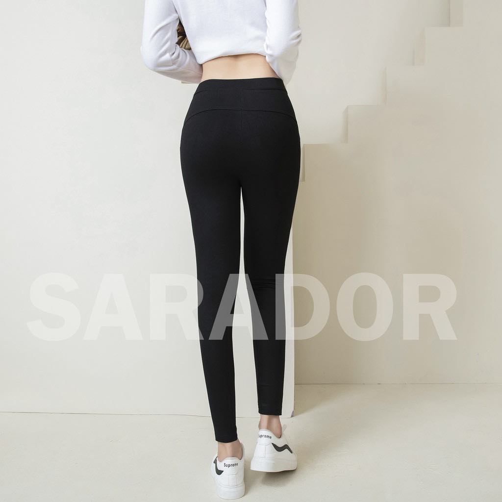 Quần legging nữ dài nâng mông dáng chuẩn màu đen