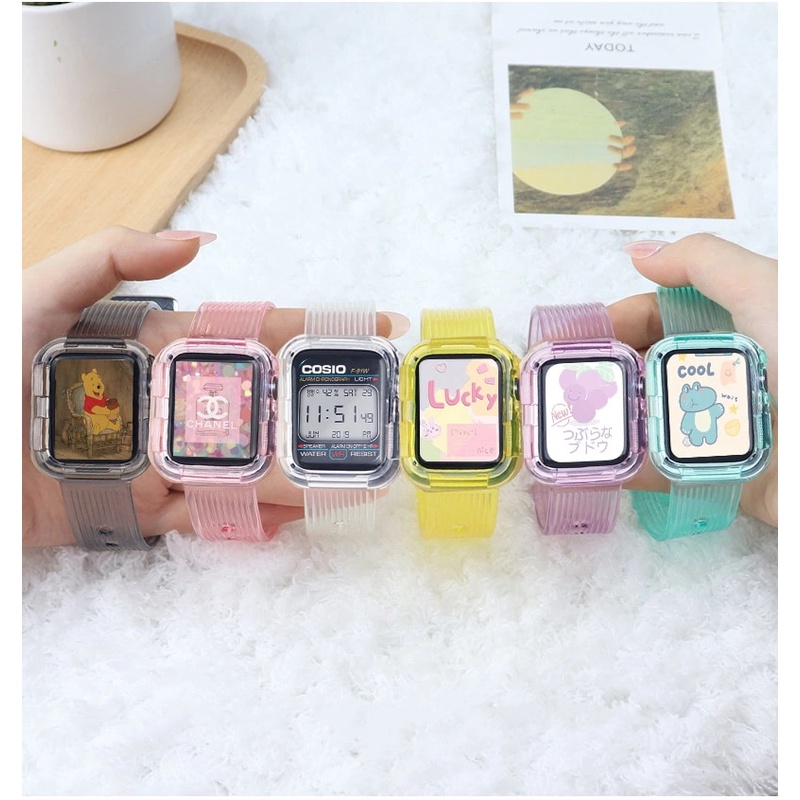Dây đeo đồng hồ trong suốt 38mm 40mm 42mm 44mm thích hợp cho Apple Watch Series 6 SE 5 4 3 2 1