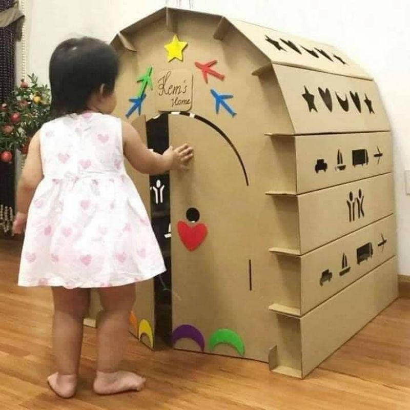 NHÀ GIẤY CARTON BABY HOME- ĐỒ CHƠI THÔNG MINH, KÍCH THÍCH VẬN ĐỘNG