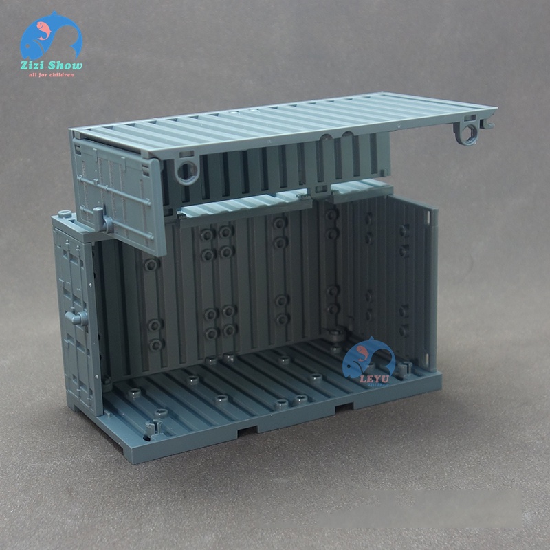 Leyu moc Khối Lắp Ráp Mô Hình Cảnh Sát container Mini