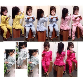 Bộ thu đông bé gái: bộ thô bèo nữ tính - B1