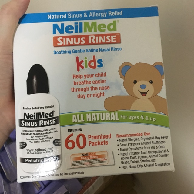 [Tách lẻ] Bình rửa mũi Neilmed trẻ em kèm 60 gói muối