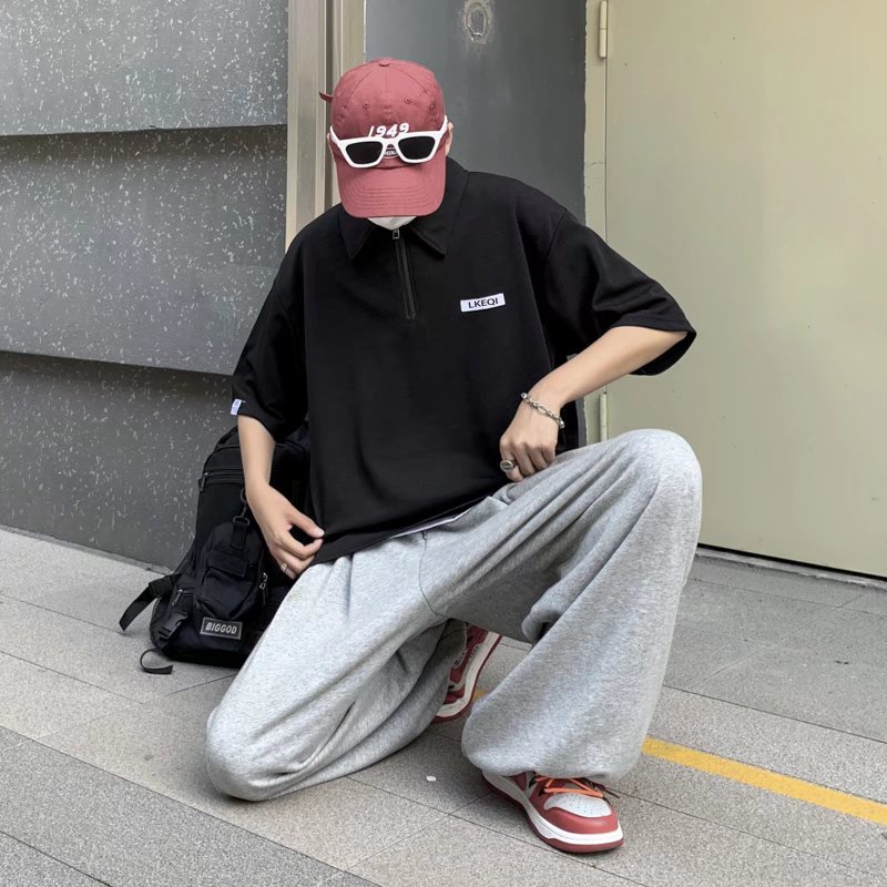 Áo polo Tay Ngắn Cổ Bẻ Chất Liệu Cotton In Họa Tiết Phong Cách Hàn Quốc Cho Cặp Đôi