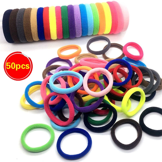 50pcs Rope Ring Elastic Hairband Ponytail Holder