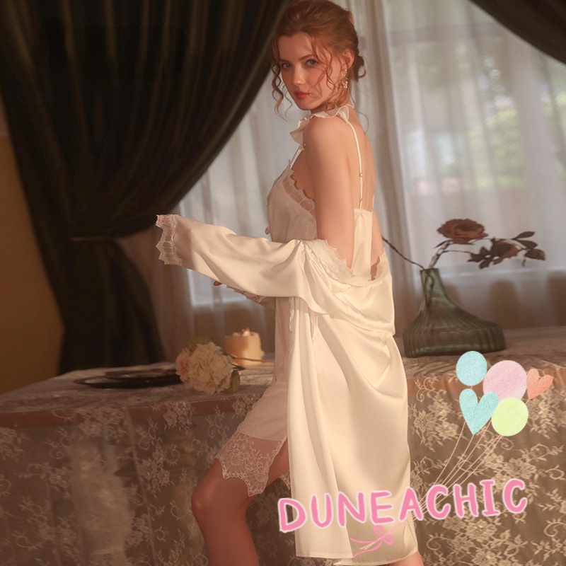 DUNEA Đầm Ngủ Phối Ren Hoa Thiết Kế Quyến Rũ Cho Phái Nữ