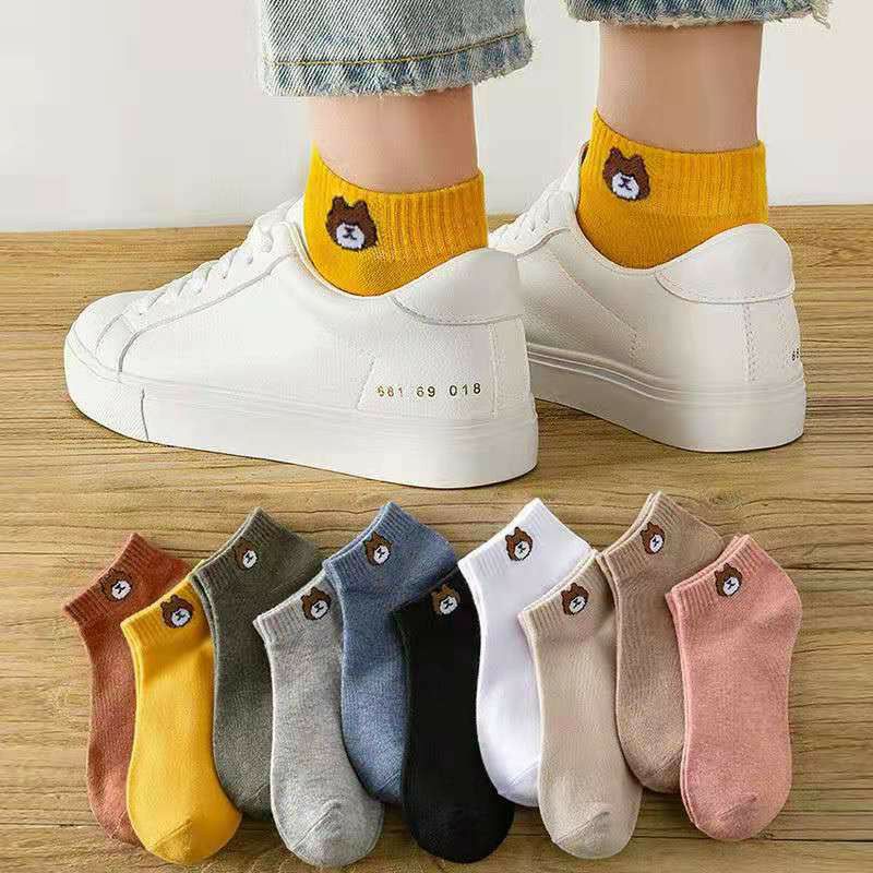 Tất Gấu🍀FREESHIP🍀 01 đôi Tất Gấu Brown Loại 1 Dầy Dặn Tất cổ ngắn nữ gấu phong cách Hàn Quốc, vớ nữ  cotton thoáng mát