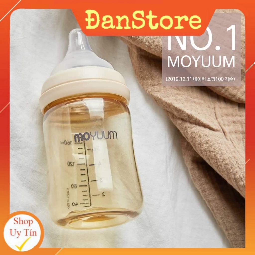 Bình sữa Moyuum 170ml 270ml tùy chọn núm 1 2 3 4, Bình sữa moyuum mây họa tiết Cloud chính hãng tại Hà Nội