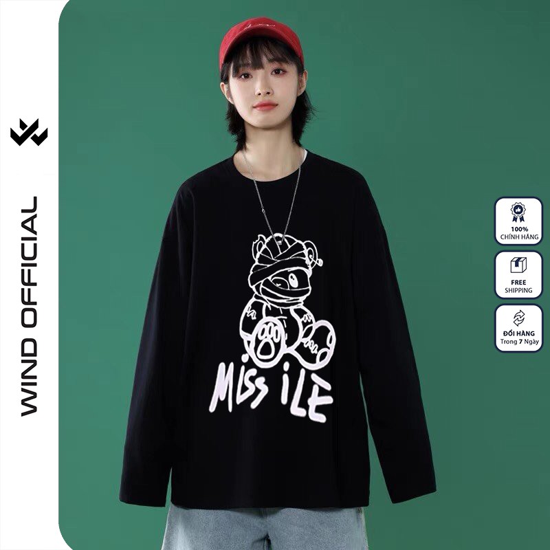 Áo thun tay dài WIND phông unisex form rộng GẤU ILE thời trang nam nữ oversize ulzzang | BigBuy360 - bigbuy360.vn