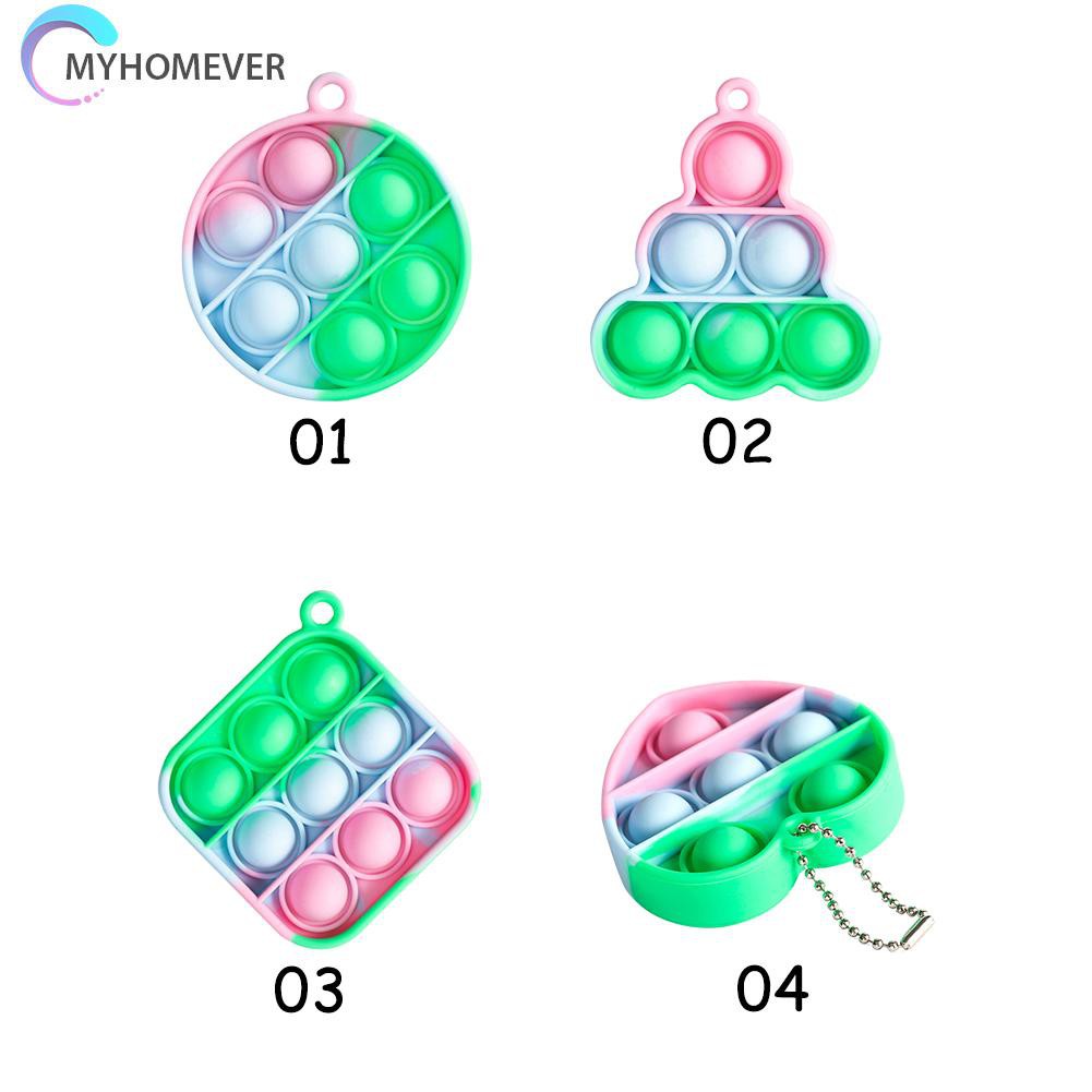 Pop It Fidget Đồ chơi Tie Dye Colorful Push Bubble Sensory Autism Anti Stress Silicone Keychain