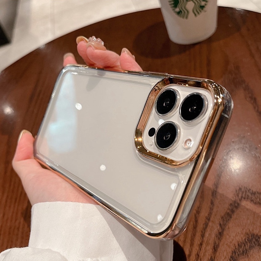 Ốp Điện Thoại acrylic Trong Suốt Mạ Điện Sang Trọng Chống Rơi Cho iPhone 12 13 pro max 11 promax X XS XR