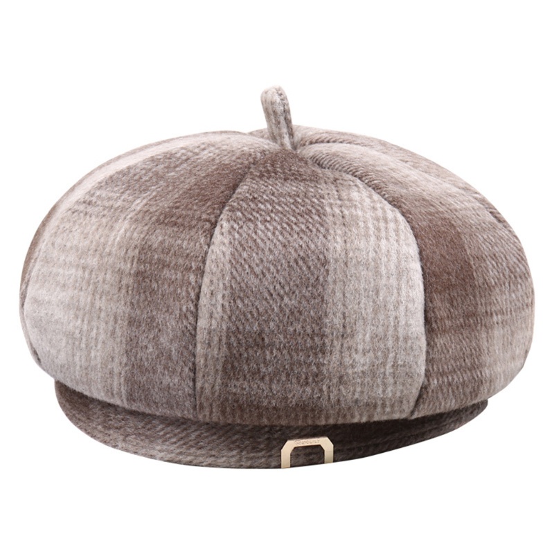 Mũ Beret Họa Tiết Sọc Caro Thời Trang Theo Phong Cách Pháp Cho Cả Nam Và Nữ