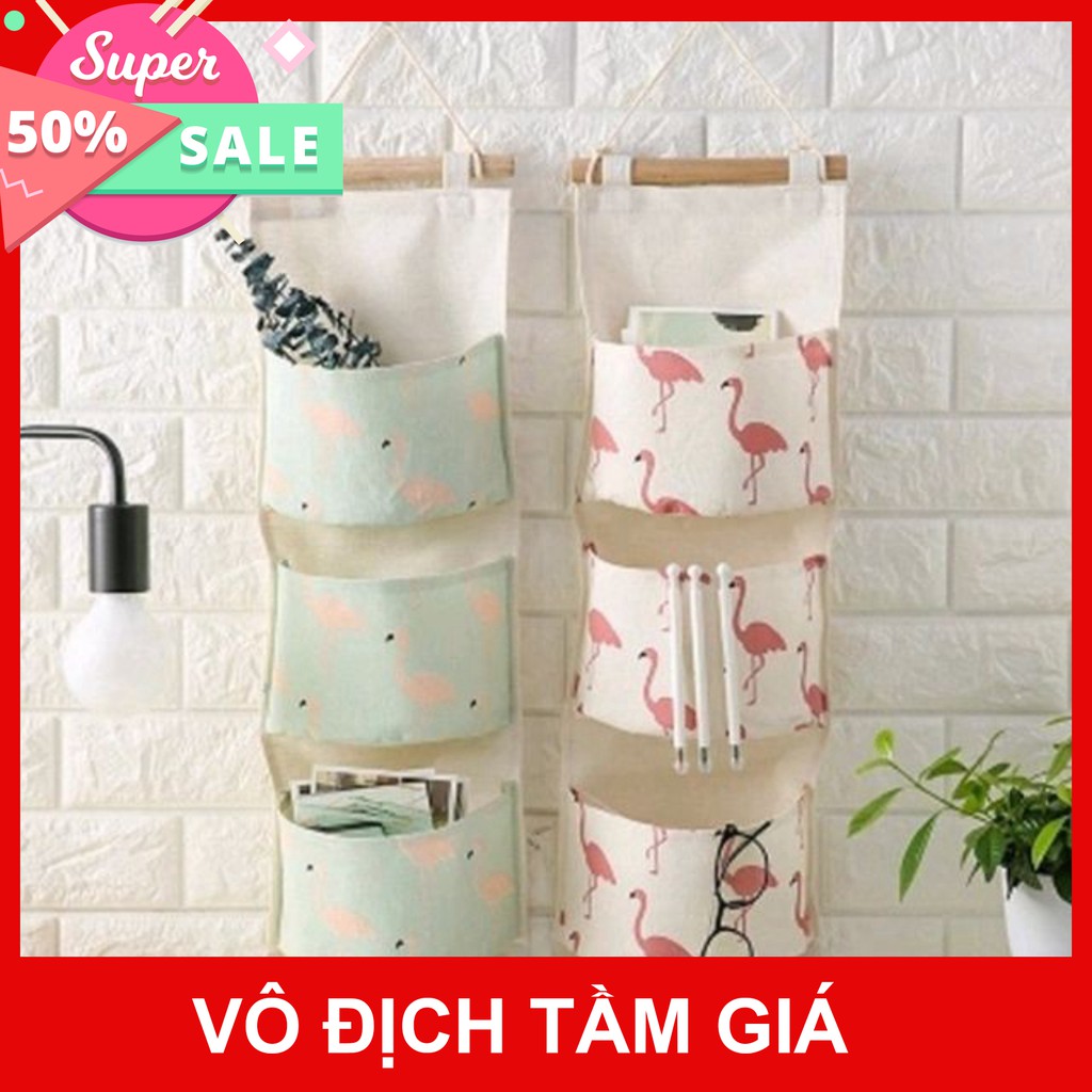 [Sale 1k giá hủy duyệt] Giỏ vải treo tường, túi treo tường đa năng 3 ngăn 2355 nguyễn kim