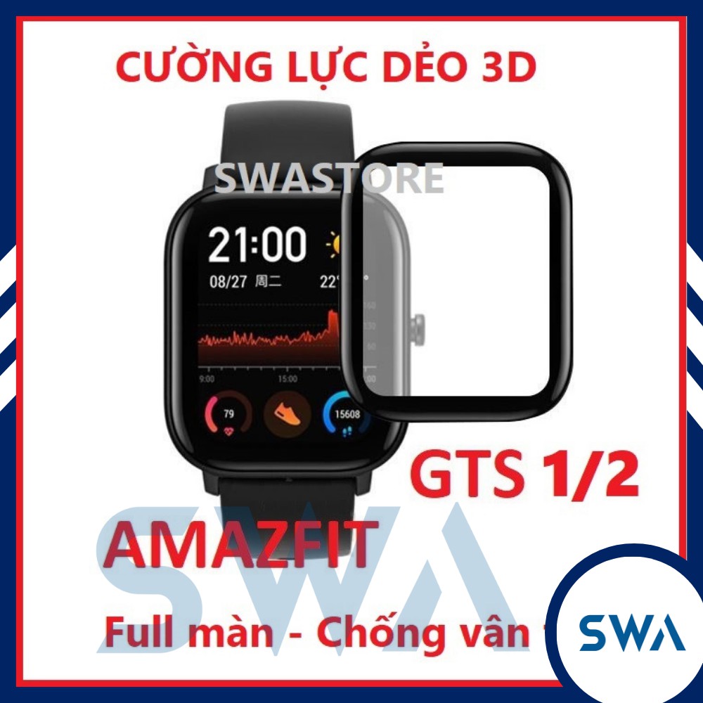 [Tặng kèm kit vệ sinh màn hình] Cường lực dẻo 3D full màn đồng hồ Amazfit GTS, GTS 1, GTS 2