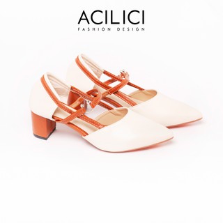 Giày sandal cao gót ACILICI thời trang mũi nhọn quai mảnh ôm chân đế vuông gót cao 5cm_TC050