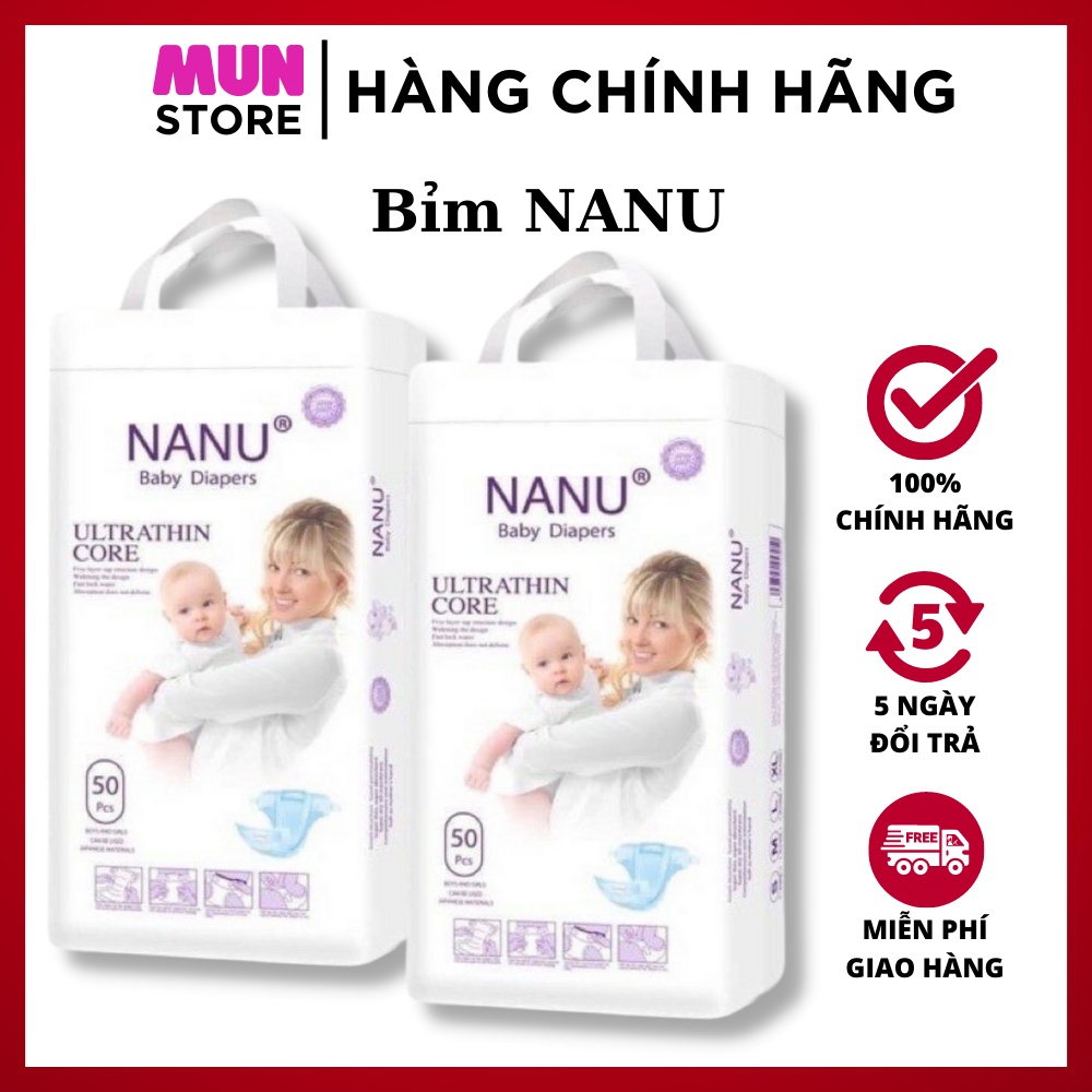 Bỉm nanu 100 Miếng Xuất Nhật, Tã Nanu siêu thấm hút đủ Size S100-M100-M100-L100-XL100-XXL100-XXXL100