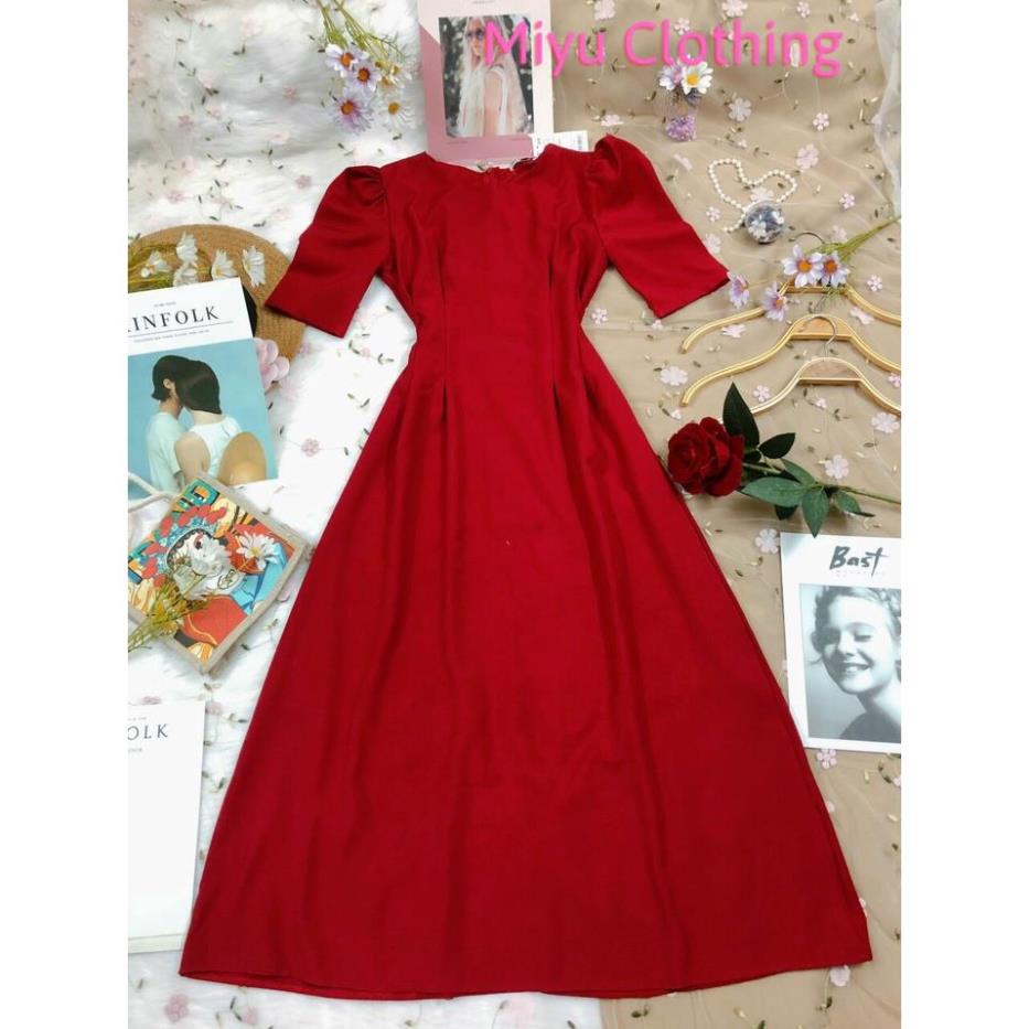 Váy đẹp dự tiệc trắng đầm nữ đỏ đẹp đi tiệc dáng dài xòe chất liệu cotton lạnh mịn 2 lớp MIYUCLOTHING