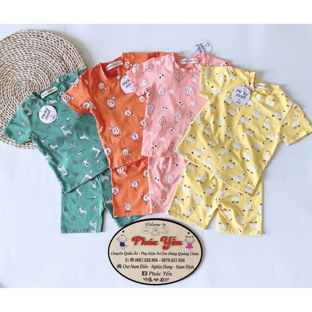 Sale !!! Bộ Cộc Tay Cotton Hàng Minky Mom In Toàn Thân  Thỏ-Ngựa Trắng Cho Bé (9-18kg) (1380)_Super Sale