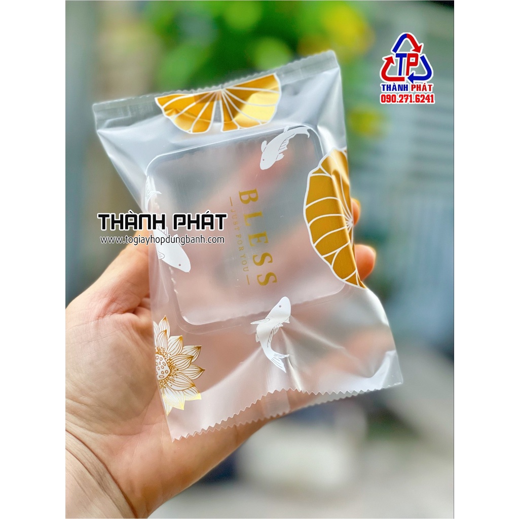 100 Khay 7cm kèm túi ép miệng đựng bánh trung thu 50g - 75g - Mẫu mới 2023