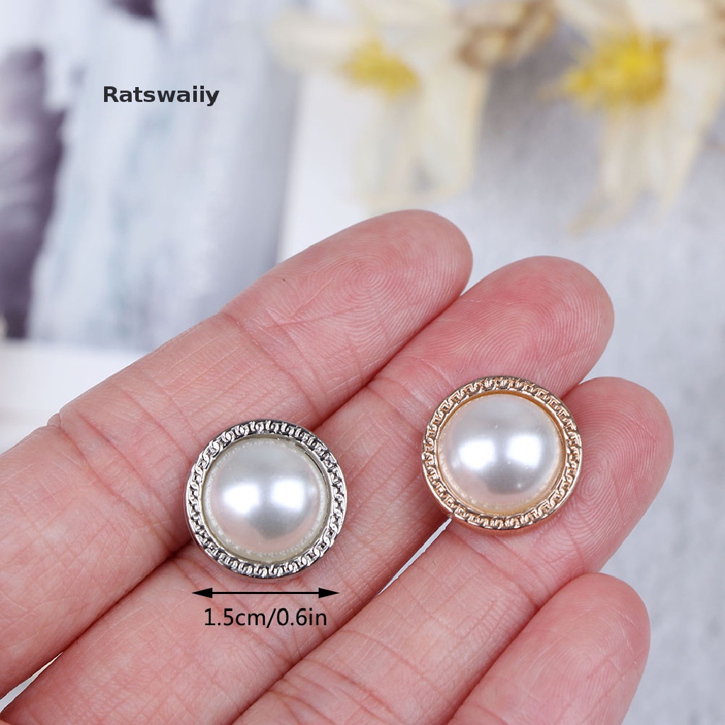 Set 10 nút áo đính ngọc trai giả bằng kim loại