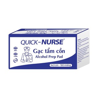 [100 miếng] Bông tẩm cồn, gạc tẩm cồn Quick Nurse