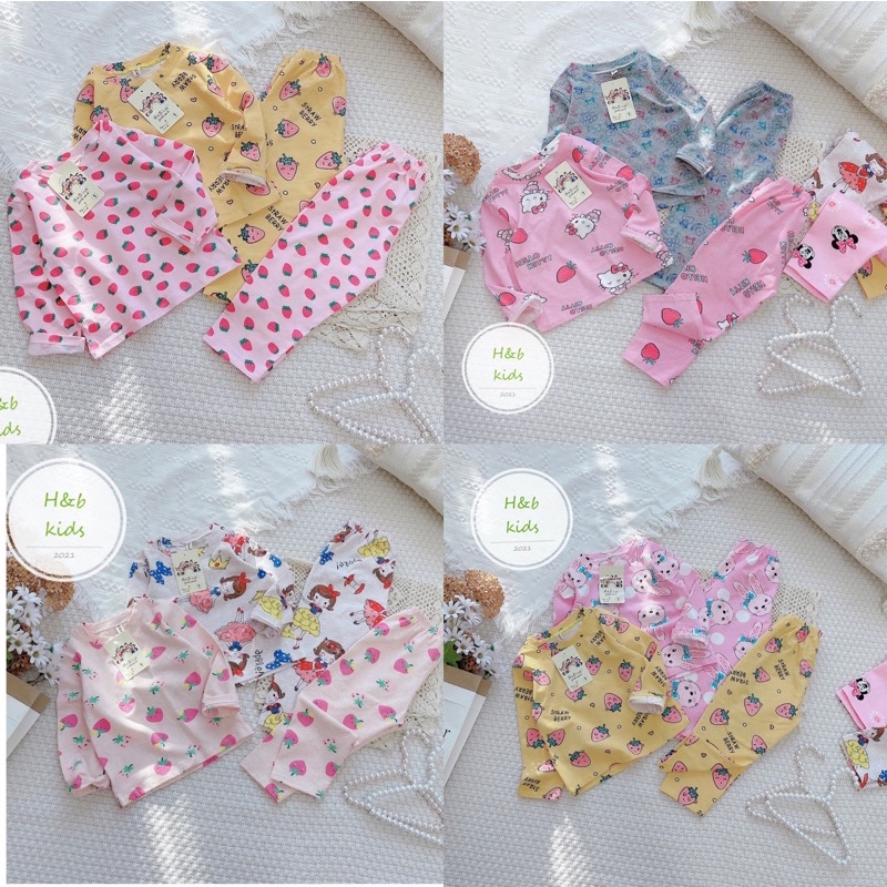 Bộ Cotton Dài Tay Bé Gái❤️Chất cotton 4 chiều họa tiết cao cấp