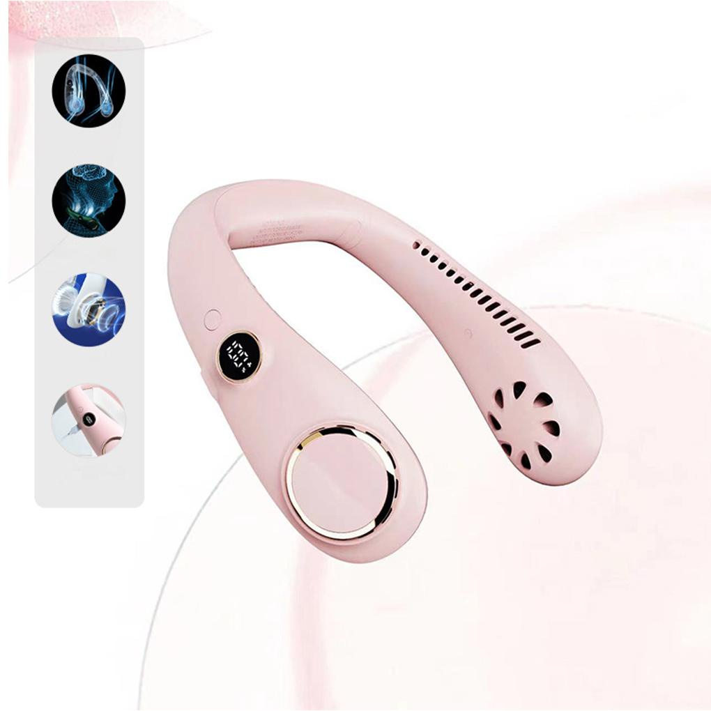 Quạt Làm Mát Đeo Cổ Chống Thấm Mồ Hôi Có Màn Hình LED Hiển Thị Cổng Sạc USB Dùng Trong Nhà /