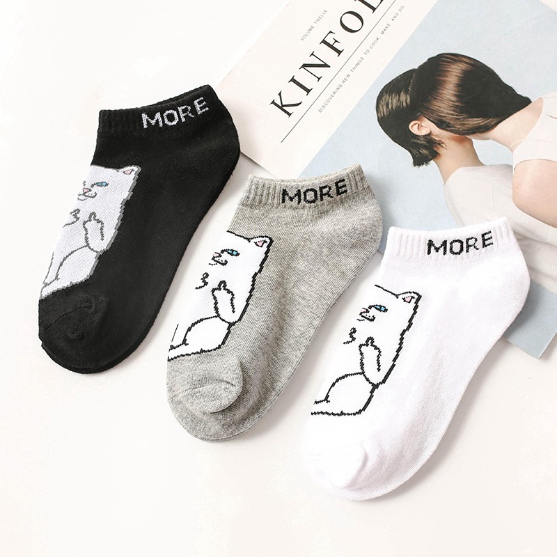 Vớ Cotton Cổ Thấp In Họa Tiết Chú Mèo Dễ Thương Thời Trang Mùa Hè 2019 Cho Nữ