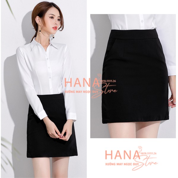 Chân váy chữ A ngắn lưng cao màu đen có túi quần lót trong - Vải co giãn Umi dày - Chân váy ngắn công sở đi học ôm bó | BigBuy360 - bigbuy360.vn