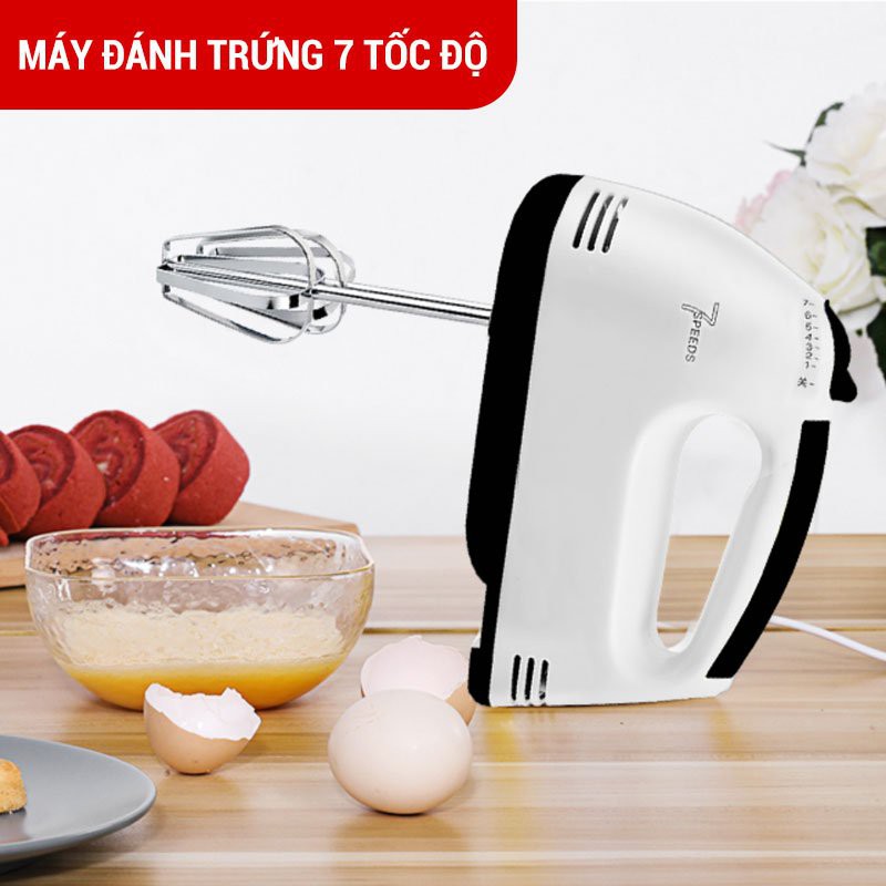 [HÀNG CÓ SẴN] Máy Đánh Trứng Cầm Tay 4 Đầu 7 Tốc Độ, Máy Đánh Trứng Tiện Lợi Đa Năng Công Suất Cao