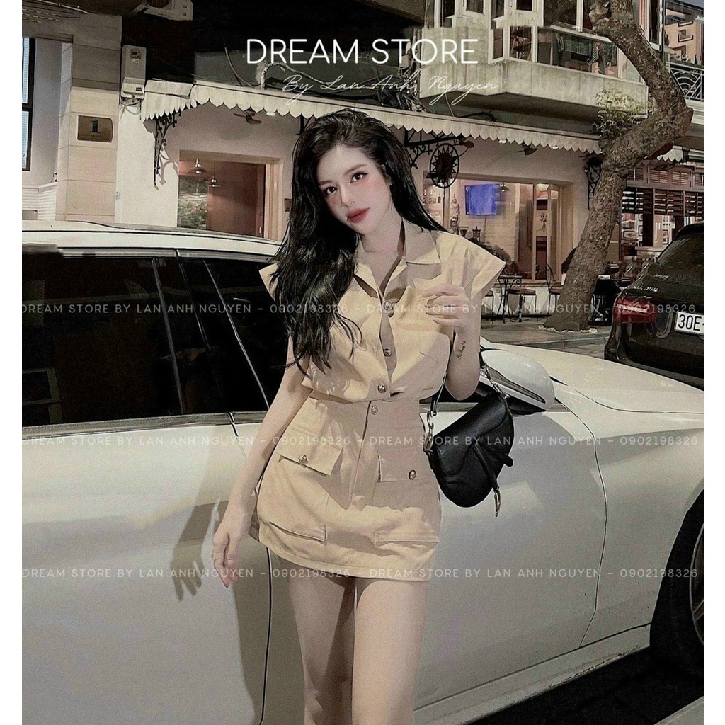 Set Bộ Đi Chơi Áo Sơ Mi Kèm Chân Váy Mini Phong Cách Hiện Đại Chất Liệu Tuyết Mưa Thời Trang Nữ Xm Minh Phúc